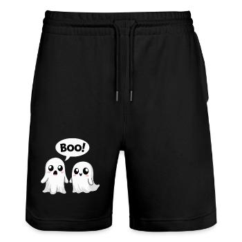 Halloween Niedliche Boo-Geister - Stanley/Stella Unisex Bio Joggingshorts Trainer  - Schwarz - Vorne - Nik (191cm) & Marisol (170cm)