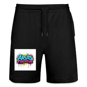 Aris Creative Graffiti-Logo - Stanley/Stella Unisex Bio Joggingshorts Trainer  - Schwarz - Vorne - Nik (191cm) & Marisol (170cm)