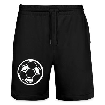 Fussball Ball Soccer - Stanley/Stella Unisex Bio Joggingshorts Trainer  - Schwarz - Vorne - Nik (191cm) & Marisol (170cm)