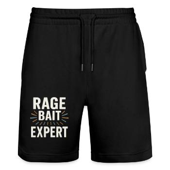 Rage Bait Experte, lustige Sprüche - Stanley/Stella Unisex Bio Joggingshorts Trainer  - Schwarz - Vorne - Nik (191cm) & Marisol (170cm)