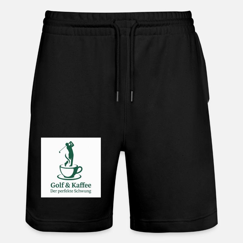 Golf & Kaffee – Der perfekte Schwung  - Stanley/Stella Unisex Bio Joggingshorts Trainer  - Schwarz