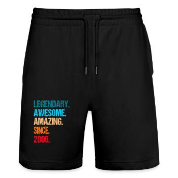 20th Birthday 2006 - Stanley/Stella Trainer Unisex Organic Jogging Shorts - black - Front - Nik (191cm) & Marisol (170cm)