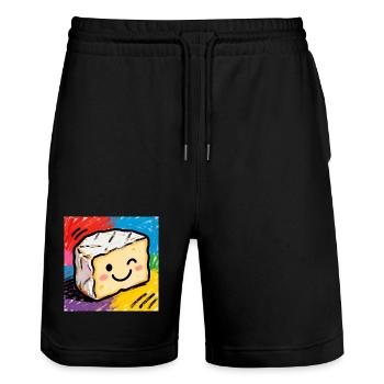 Käsefreund Pop Art Camembert - Stanley/Stella Unisex Bio Joggingshorts Trainer  - Schwarz - Vorne - Nik (191cm) & Marisol (170cm)