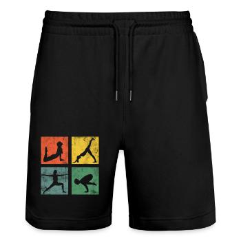Yoga Exercises Yogini Meditation Fitness Gift - Stanley/Stella Trainer Unisex Organic Jogging Shorts - black - Front - Nik (191cm) & Marisol (170cm)