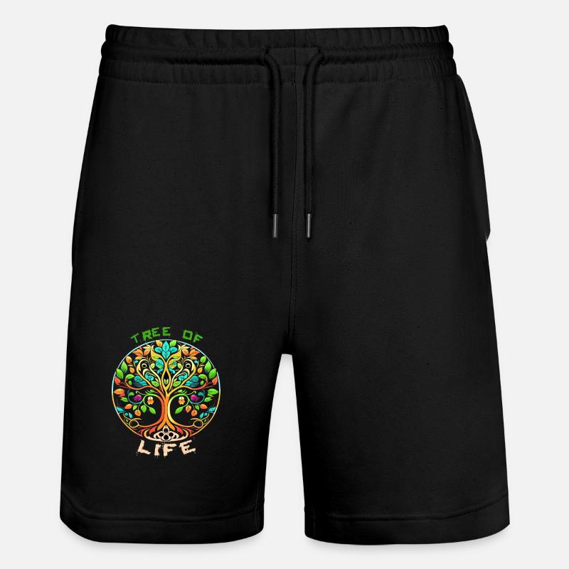 Regenbogen Baum des Lebens Kreis - Stanley/Stella Unisex Bio Joggingshorts Trainer  - Schwarz