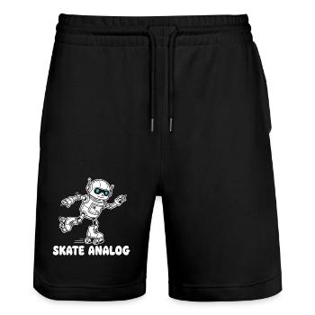 Roboter Skate Analog - Stanley/Stella Unisex Bio Joggingshorts Trainer  - Schwarz - Vorne - Nik (191cm) & Marisol (170cm)