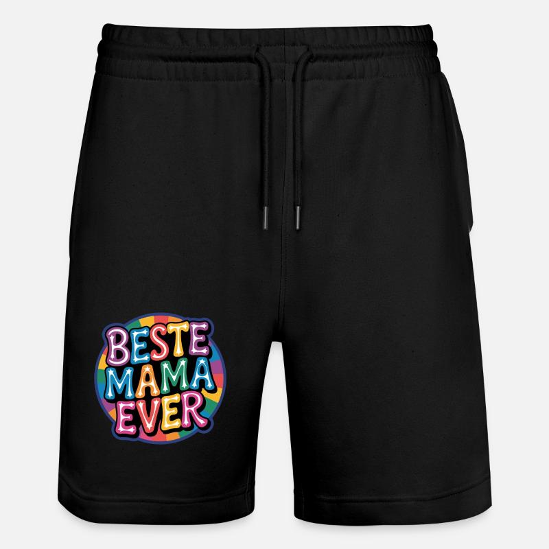 Beste Mama Ever Regenbogen Design - Stanley/Stella Unisex Bio Joggingshorts Trainer  - Schwarz