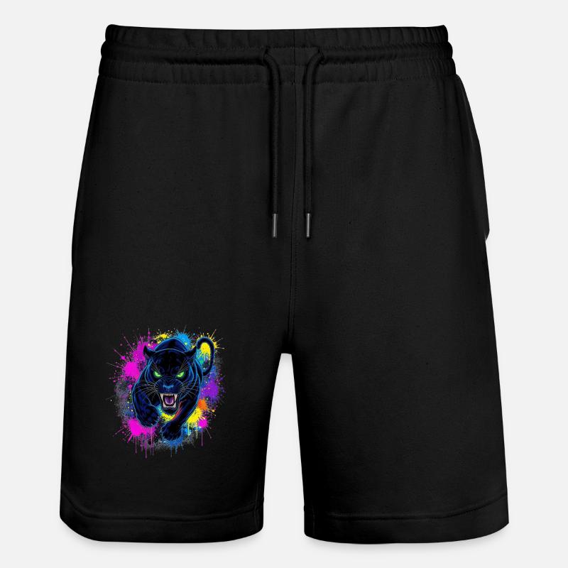 Neon Panther Farbexplosion - Stanley/Stella Unisex Bio Joggingshorts Trainer  - Schwarz