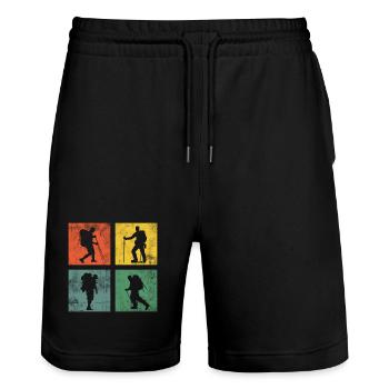 Randonnée Randonnée Montagnes Rétro - Short de jogging bio TRAINER Stanley/Stella unisexe - noir - Devant - Nik (191cm) & Marisol (170cm)