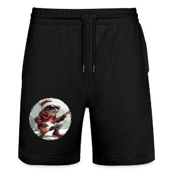Frog Christmas Guitar - Stanley/Stella Trainer Unisex Organic Jogging Shorts - black - Front - Nik (191cm) & Marisol (170cm)