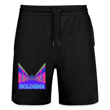 Portiken von Bologna - Stanley/Stella Unisex Bio Joggingshorts Trainer  - Schwarz - Vorne - Nik (191cm) & Marisol (170cm)