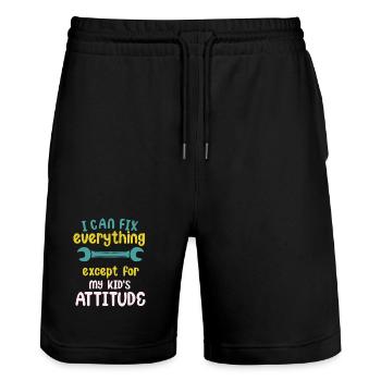 I Can Fix Everything Except My Kid's Attitude - Stanley/Stella Trainer Unisex Organic Jogging Shorts - black - Front - Nik (191cm) & Marisol (170cm)