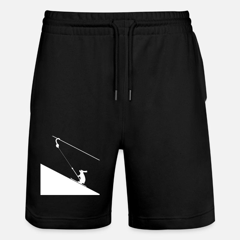 Hare climbing on rope - Stanley/Stella Trainer Unisex Organic Jogging Shorts - black