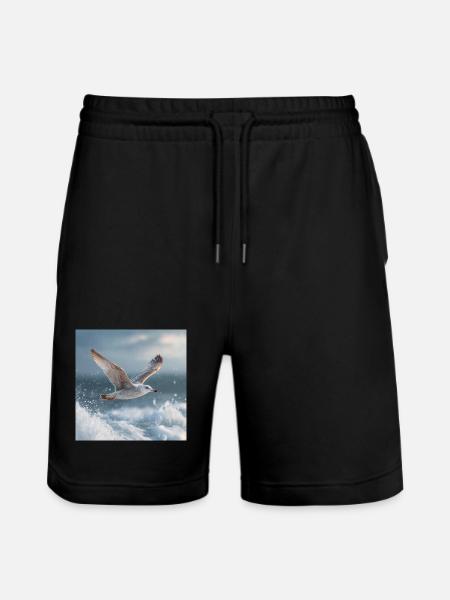 Måge i flugt Nordsø Maritim Kunst - Stanley/Stella Trainer økologiske unisex joggingshorts - sort