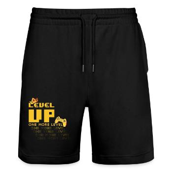 Lustiges Level Up One More Level Gamer Pixel Gaming - Stanley/Stella Unisex Bio Joggingshorts Trainer  - Schwarz - Vorne - Nik (191cm) & Marisol (170cm)