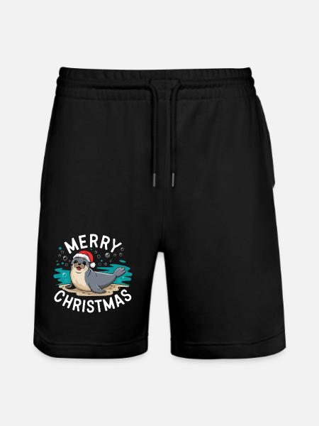 Joyeux Noël Mignon Phoque de Noël - Short de jogging bio TRAINER Stanley/Stella unisexe - noir