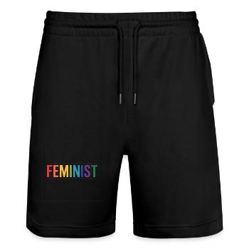 Féministe - T-shirt Logo Féminisme - Short de jogging bio TRAINER Stanley/Stella unisexe - noir - Devant - Nik (191cm) & Marisol (170cm)