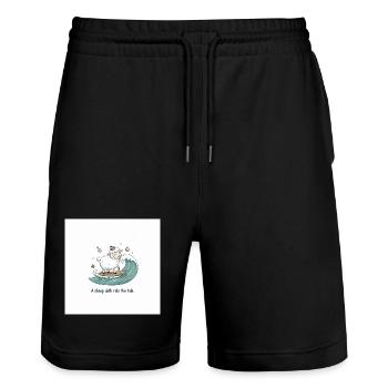 Surfende Schafe - Stanley/Stella Unisex Bio Joggingshorts Trainer  - Schwarz - Vorne - Nik (191cm) & Marisol (170cm)