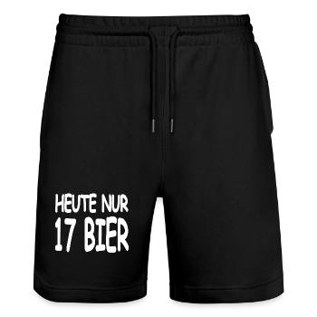 Bier - Stanley/Stella Unisex Bio Joggingshorts Trainer  - Schwarz - Vorne - Nik (191cm) & Marisol (170cm)