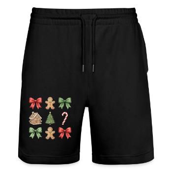 Parade de Noël fantaisiste hivernale - Short de jogging bio TRAINER Stanley/Stella unisexe - noir - Devant - Nik (191cm) & Marisol (170cm)
