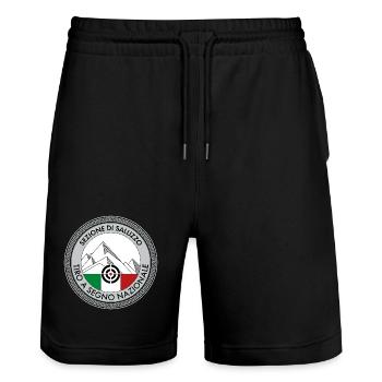 TSN-SALUZZO – Frontlogo - Stanley/Stella Unisex Bio Joggingshorts Trainer  - Schwarz - Vorne - Nik (191cm) & Marisol (170cm)