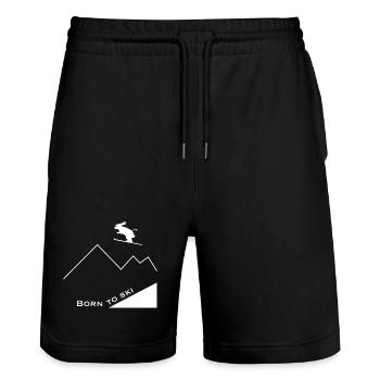 Born to ski - Stanley/Stella Trainer Unisex Organic Jogging Shorts - black - Front - Nik (191cm) & Marisol (170cm)