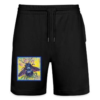 Holzbiene - Stanley/Stella Unisex Bio Joggingshorts Trainer  - Schwarz - Vorne - Nik (191cm) & Marisol (170cm)