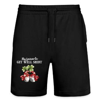 Get Well Get Well Health Ladybug - Stanley/Stella Trainer Unisex Organic Jogging Shorts - black - Front - Nik (191cm) & Marisol (170cm)