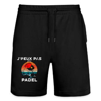 I Can't I Have Padel Vintage Soleil - Stanley/Stella Trainer Unisex Organic Jogging Shorts - black - Front - Nik (191cm) & Marisol (170cm)