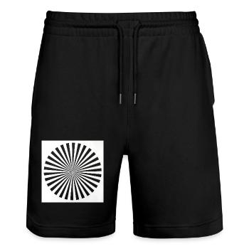 Radial Optical Illusion - Stanley/Stella Trainer Unisex Organic Jogging Shorts - black - Front - Nik (191cm) & Marisol (170cm)
