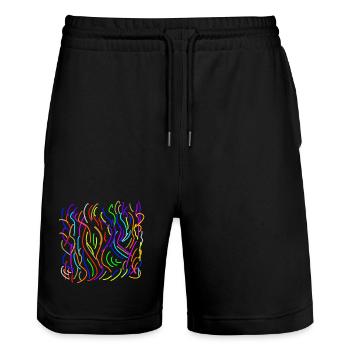 Farbströme auf nix - Stanley/Stella Unisex Bio Joggingshorts Trainer  - Schwarz - Vorne - Nik (191cm) & Marisol (170cm)