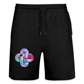 Mosaic Cloud Cross - Stanley/Stella Trainer Unisex Organic Jogging Shorts - black - Front - Nik (191cm) & Marisol (170cm)