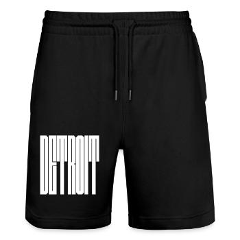 Logo de Detroit USA City - Short de jogging bio TRAINER Stanley/Stella unisexe - noir - Devant - Nik (191cm) & Marisol (170cm)