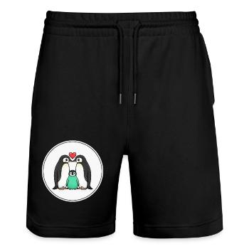 Vintage Mushroom Mycelium Nature Swarm Intelligence - Stanley/Stella Trainer Unisex Organic Jogging Shorts - black - Front - Nik (191cm) & Marisol (170cm)