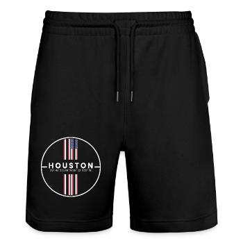 Houston Koordinaten - Stanley/Stella Unisex Bio Joggingshorts Trainer  - Schwarz - Vorne - Nik (191cm) & Marisol (170cm)
