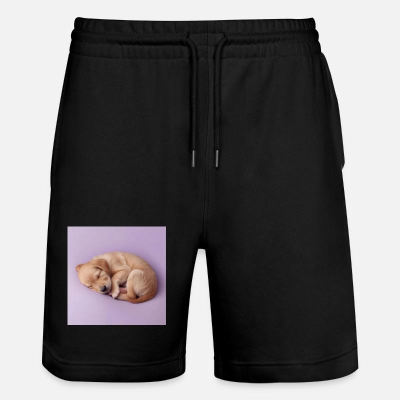 Chiot endormi sur fond lilas - Short de jogging bio TRAINER Stanley/Stella unisexe - noir