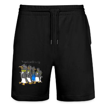 Tailcoat Order - Funny Penguin Cartoon - Stanley/Stella Trainer Unisex Organic Jogging Shorts - black - Front - Nik (191cm) & Marisol (170cm)