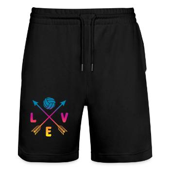 L’amour du volley-ball - Short de jogging bio TRAINER Stanley/Stella unisexe - noir - Devant - Nik (191cm) & Marisol (170cm)