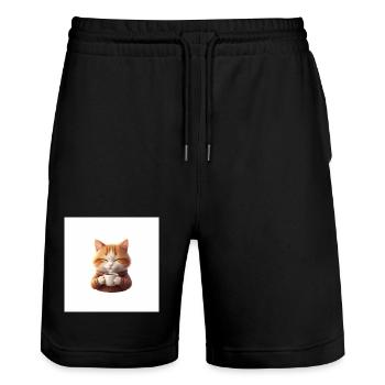 Cuddly Kitten Coffee Magic - Stanley/Stella Trainer Unisex Organic Jogging Shorts - black - Front - Nik (191cm) & Marisol (170cm)