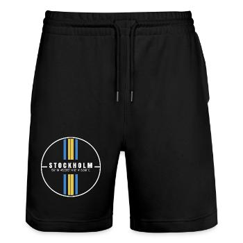 Stockholm Coordinates - Stanley/Stella Trainer Unisex Organic Jogging Shorts - black - Front - Nik (191cm) & Marisol (170cm)