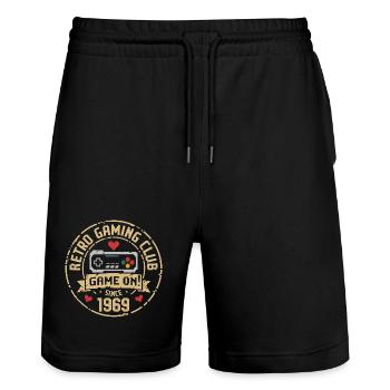 Vintage 1969 Geburtstag 1969 Geschenk 1969  - Stanley/Stella Unisex Bio Joggingshorts Trainer  - Schwarz - Vorne - Nik (191cm) & Marisol (170cm)