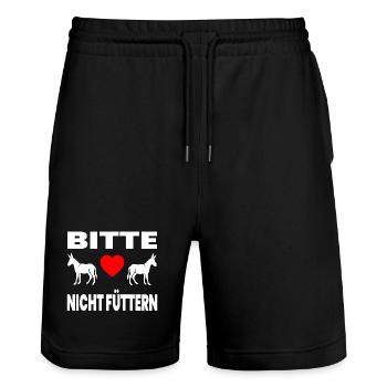 âne - Short de jogging bio TRAINER Stanley/Stella unisexe - noir - Devant - Nik (191cm) & Marisol (170cm)