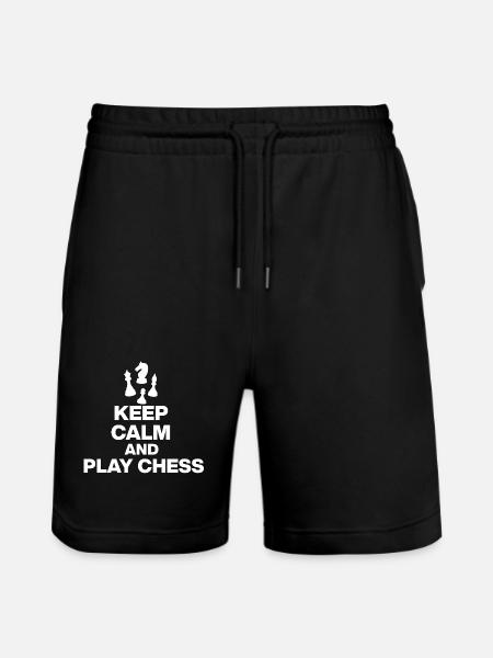 KEEP CALM AND PLAY CHESS! CHESS PLAYER white - Stanley/Stella Trainer Unisex Organic Jogging Shorts - black