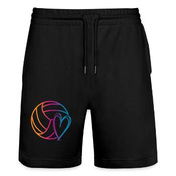 Ballon de volley-ball - Short de jogging bio TRAINER Stanley/Stella unisexe - noir - Devant - Nik (191cm) & Marisol (170cm)