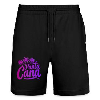 Vacances caribéennes à Punta Cana avec palmiers - Short de jogging bio TRAINER Stanley/Stella unisexe - noir - Devant - Nik (191cm) & Marisol (170cm)