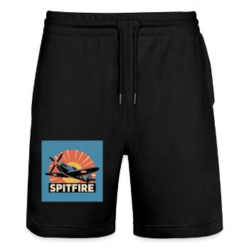 Spitfire Rétro Aviation Imprimé - Short de jogging bio TRAINER Stanley/Stella unisexe - noir - Devant - Nik (191cm) & Marisol (170cm)