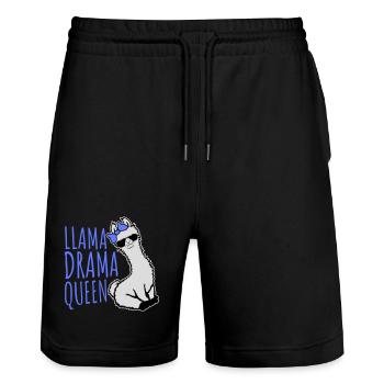 Llama Drama Queen Cool Sunglasses Sitting Funny - Stanley/Stella Trainer Unisex Organic Jogging Shorts - black - Front - Nik (191cm) & Marisol (170cm)