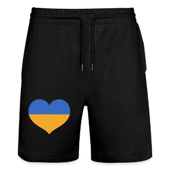 Flaggenherz in den Farben der Ukraine - Stanley/Stella Unisex Bio Joggingshorts Trainer  - Schwarz - Vorne - Nik (191cm) & Marisol (170cm)