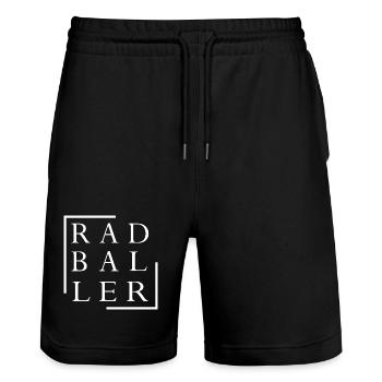 Radball, Radballer, Hallenradsport - Stanley/Stella Unisex Bio Joggingshorts Trainer  - Schwarz - Vorne - Nik (191cm) & Marisol (170cm)