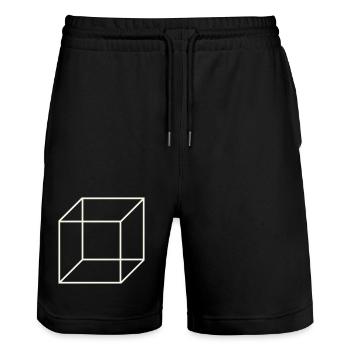 Cube de fil géométrique - Short de jogging bio TRAINER Stanley/Stella unisexe - noir - Devant - Nik (191cm) & Marisol (170cm)